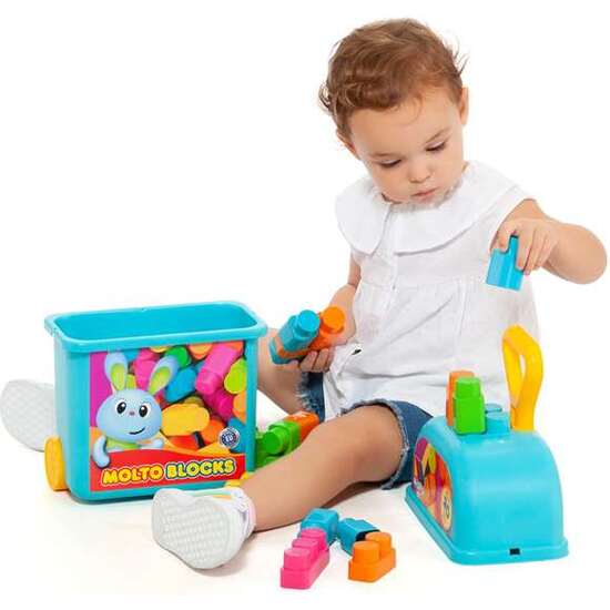 CARRITO MALETA TROLLEY AZUL CON 20 BLOQUES. image 6