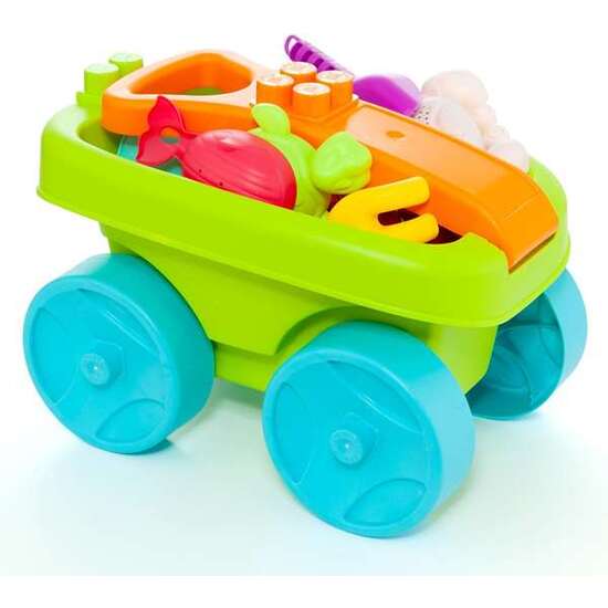 CARRO PLAYA CON ASA PLEGABLE Y ZONA PARA CONSTRUIR. INCLUYE ACCESORIOS DE PLAYA. INCLUYE 6 PIEZAS. image 4