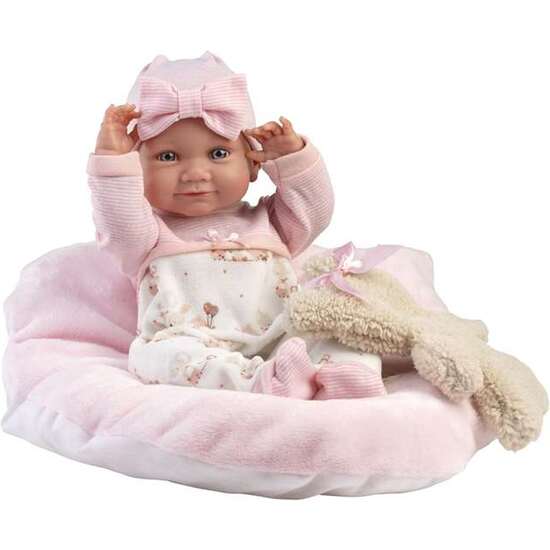 MUÑECA NICA RECIEN NACIDA CON  COJIN ROSA Y OSITO 40CM image 2