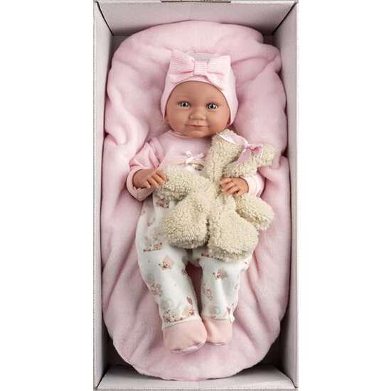 MUÑECA NICA RECIEN NACIDA CON  COJIN ROSA Y OSITO 40CM image 4