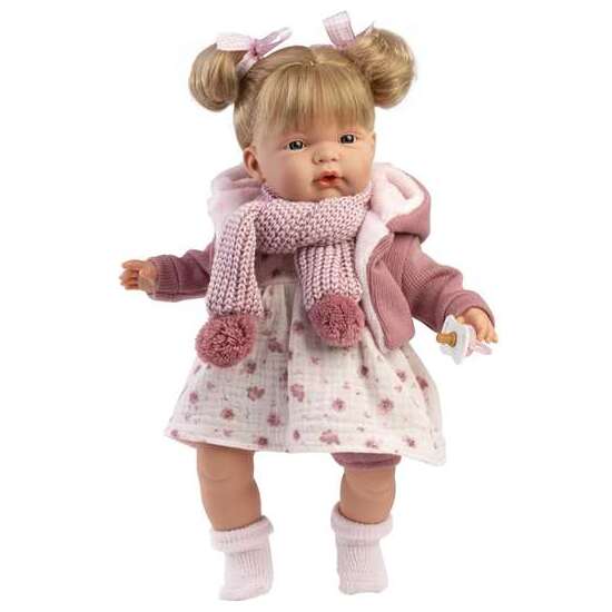 MUÑECA LLORONA JOELLE CHAQUETA FUXIA 38CM INCLUYE CHUPETE image 0