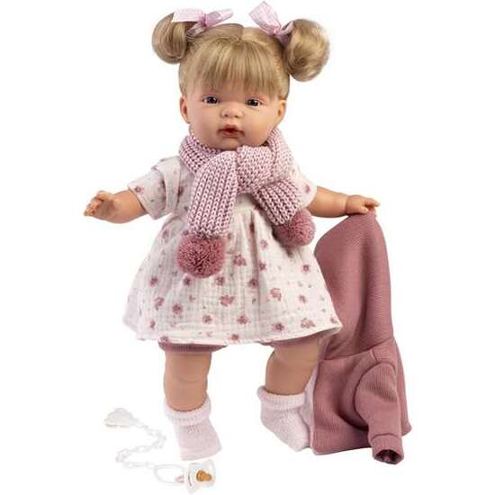 MUÑECA LLORONA JOELLE CHAQUETA FUXIA 38CM INCLUYE CHUPETE image 1
