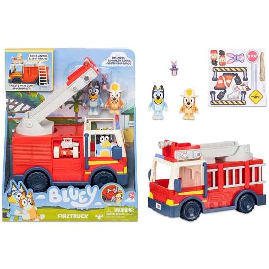 CAMION DE BOMBEROS BLUEY.INCLUYE FIGURA DE BINGO Y DE BLUEY CON ACCESORIOS. image 0