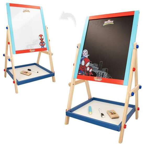 PIZARRA DE MADERA 2 CARAS CON CABALLETE SPIDEY AMAZING FRIENDS image 1