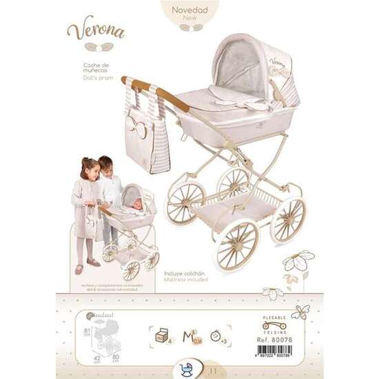 COCHE DE MUÑECA PLEGABLE PARA MUÑECAS DE HASTA 48 CM VERONA 42X80X81 CM image 4