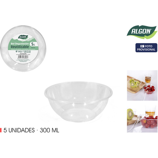 SET 5 BOL DEGUSTACION 300ML ALGON image 1