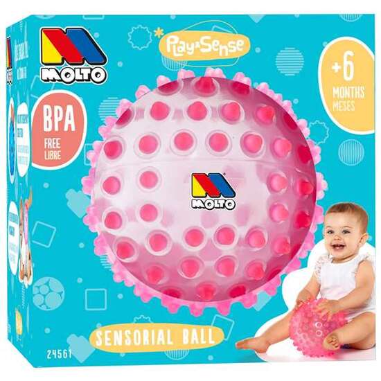 BOLA SENSORIAL 20 CM ROSA. CON COLORES Y TEXTURA SUAVE PARA LA DIVERSIÓN Y APRENDIZAJE DE LOS BEBES. image 0