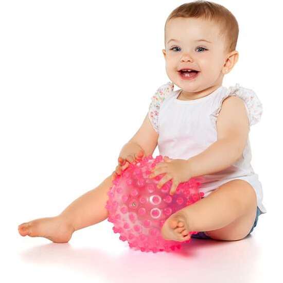BOLA SENSORIAL 20 CM ROSA. CON COLORES Y TEXTURA SUAVE PARA LA DIVERSIÓN Y APRENDIZAJE DE LOS BEBES. image 3