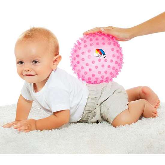BOLA SENSORIAL 20 CM ROSA. CON COLORES Y TEXTURA SUAVE PARA LA DIVERSIÓN Y APRENDIZAJE DE LOS BEBES. image 4