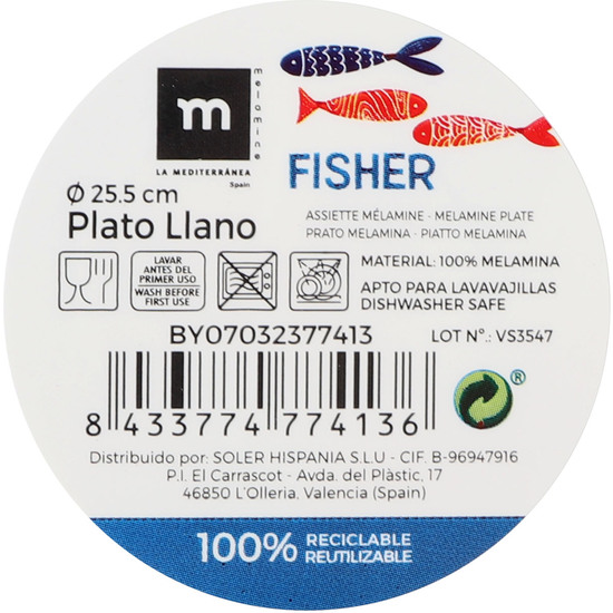 PLATO LLANO MEL.BRILLO FISHER 25.5C LA MEDI image 2