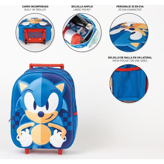 MOCHILA INFANTIL TROLLEY 3D SONIC image 3