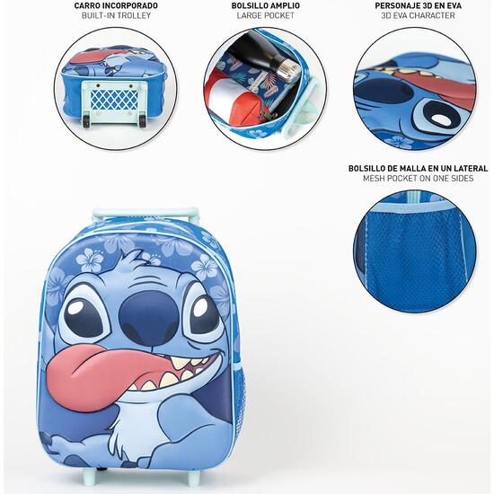 MOCHILA INFANTIL TROLLEY 3D STITCH image 3