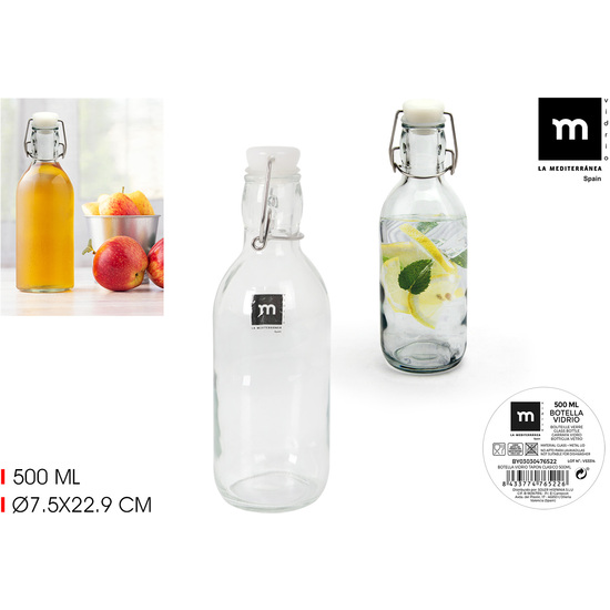 BOTELLA VIDRIO TAPON CLASICO 500ML LA MEDI image 0
