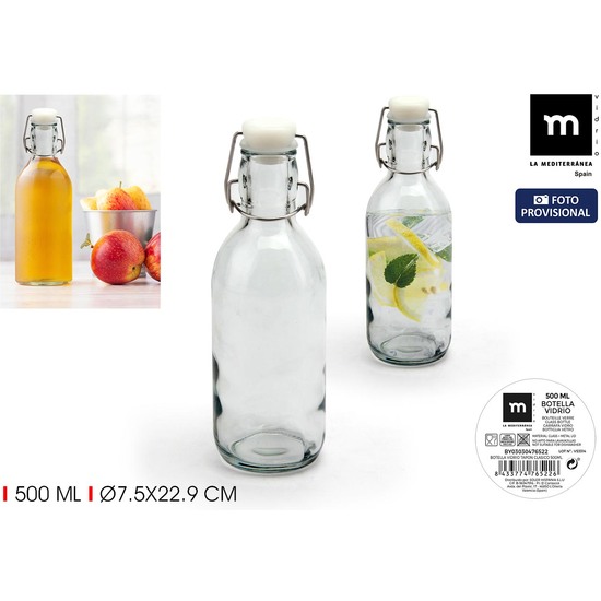 BOTELLA VIDRIO TAPON CLASICO 500ML LA MEDI image 1