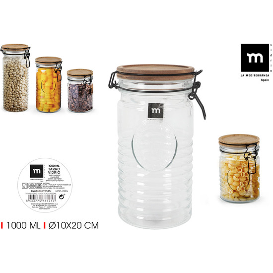 TARRO VIDRIO TAPON ACACIA 1000ML LA MEDITERRANEA image 0