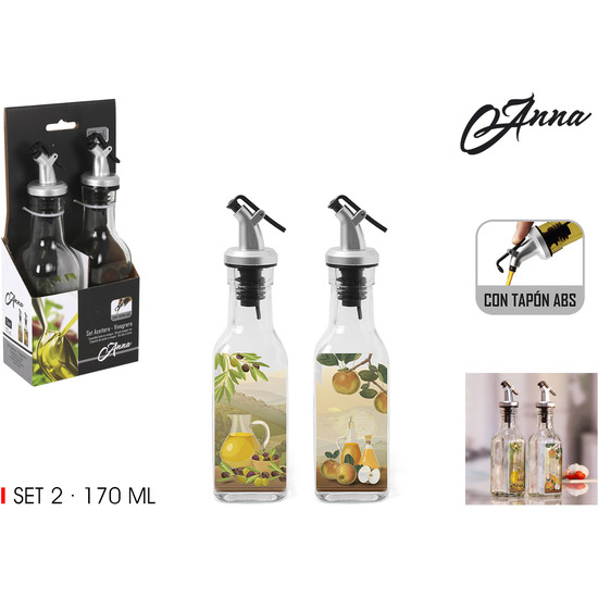 SET-2 ACEITERAS VIDRIO 170ML. ABS ANNA image 1