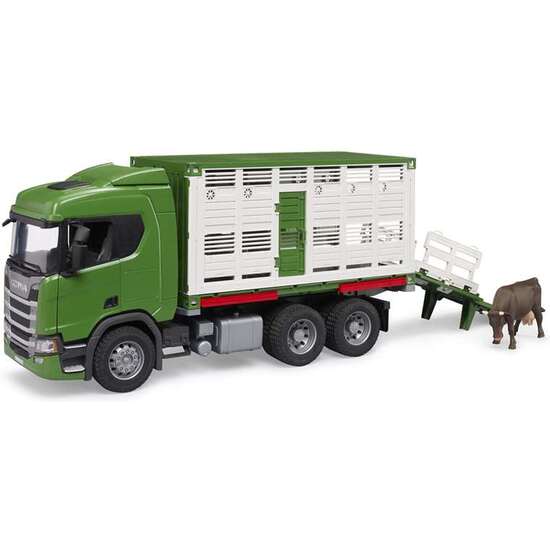 CAMIÓN SCANIA SUPER 560R TRANSPORTE DE GANADO CON BUEY. 53X18X26 CM image 0