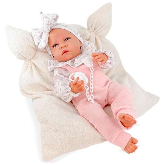 NEW BORN NIÑA PETO ROSA CON DIADEMA REF: 8124-24 45 CM image 0