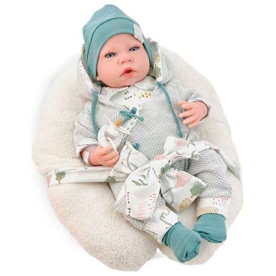 REBORN BUZO GRIS PUNTO MECANISMO REAL ALMOHADA LACTANCIA REF: 8300-24 50 CM image 0