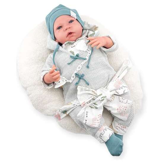 REBORN BUZO GRIS PUNTO MECANISMO REAL ALMOHADA LACTANCIA REF: 18300-24 50 CM image 0