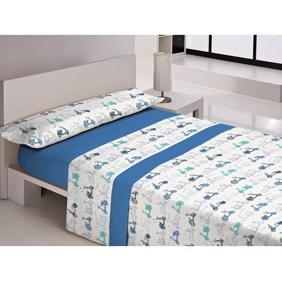 JUEGO SÁBANAS 3 PIEZAS CARLA RUBINI - VÉRTIGO AZUL image 0