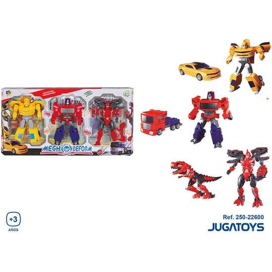 ROBOTS TRANSFORMABLES EN CAMIÓN, DINOSAURIO Y COCHE EN CAJA 17CM image 0