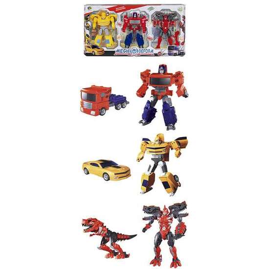 ROBOTS TRANSFORMABLES EN CAMIÓN, DINOSAURIO Y COCHE EN CAJA 17CM image 1