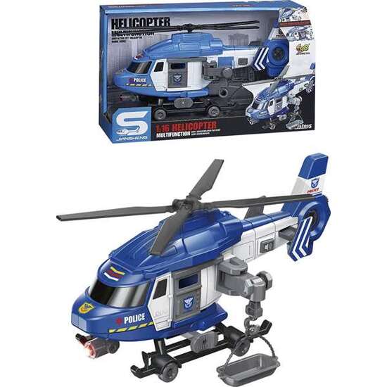 HELICÓPTERO POLICÍA FRICCIÓN CON LUCES Y SONIDOS 29X95X14CM image 1