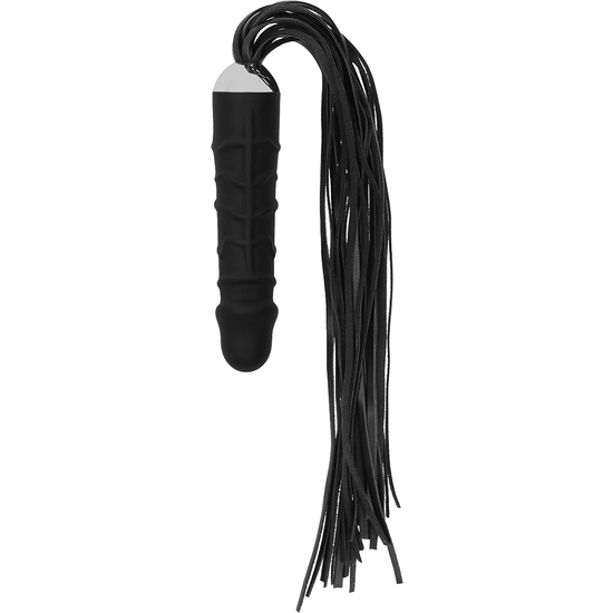 WHIP WITH REALISTIC SILICONE DILDO - BLACK image 0