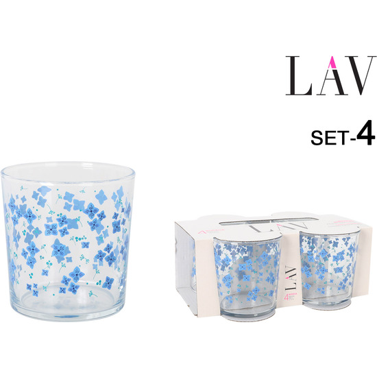 SET 4 VASOS PINTA 345CC FLORES image 0