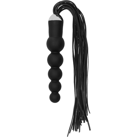 WHIP WITH CURVED SILICONE DILDO - BLACK  image 0