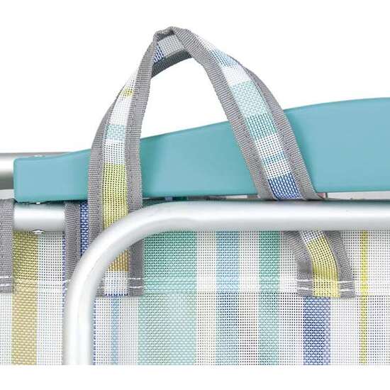 SILLA PLAYA ALUMINIO MULTIPOSICION RAYAS, CON REPOSACABEZAS 25 CM, 80X65X45CM, 25 CM ALTURA ASIENTO. image 3