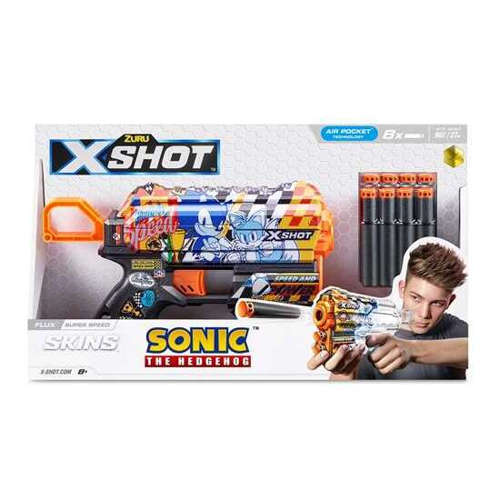 PISTOLA X-SHOT SONIC SKINS FLUX, 8 DARDOS 183X32X53CM - MODELOS SURTIDOS image 0