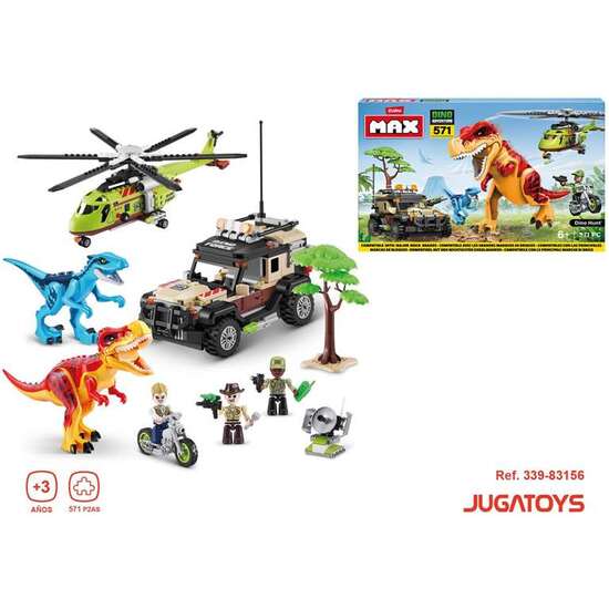 JUEGO DE CONSTRUCCIÓN MAX DINO CON FIGURAS, DINOSAURIOS Y ACCESORIOS (592 PIEZAS) 33X483X76CM image 2