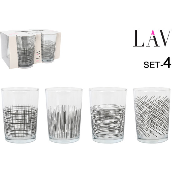 SET 4 VASOS SIDRA 520CC BLACK LINES image 0