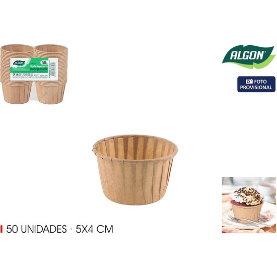 SET-50 MOLDES HORNO PAPEL 5X4CM ALGON image 1