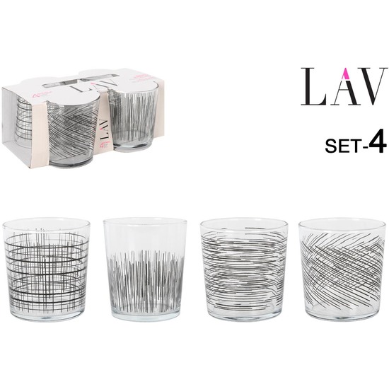 SET 4 VASOS PINTA 345CC BLACK LINES image 0