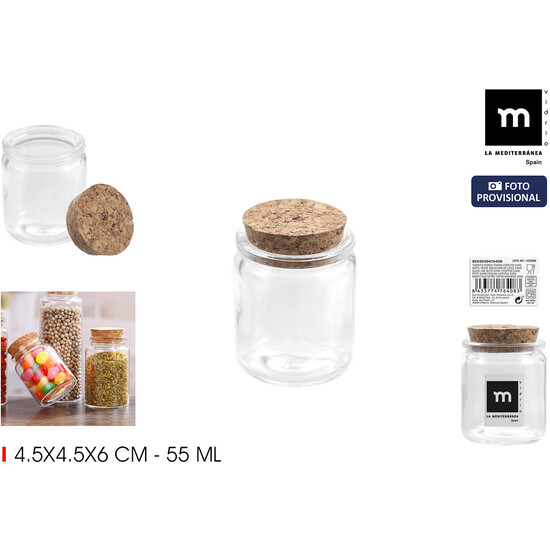 TARRITO VIDRIO TAPON CORCHO 55ML LA MEDITERRANEA image 0