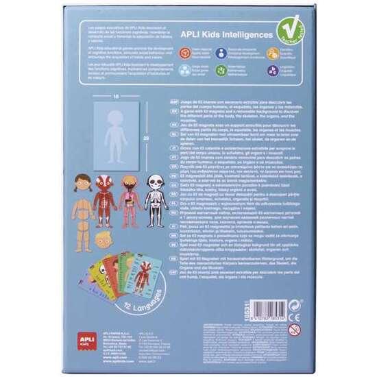 JUEGO MAGNÉTICO EL CUERPO HUMANO CON ESCENARIO IMANTADO DE 18X28 CM, 63 IMANES Y 15 FICHAS image 1