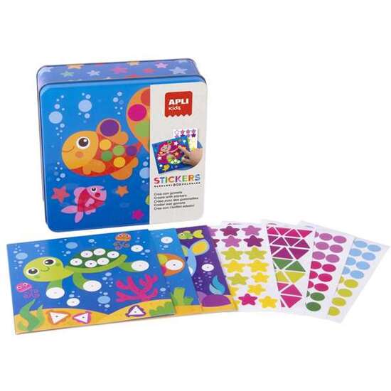 JUEGO DE PEGATINAS GOMETS OCÉANO CON 16 LÁMINAS Y 8 HOJAS DE GOMETS EN CAJA METÁLICA image 3