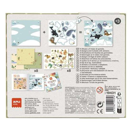 JUEGO DE PEGATINAS GOMETS LOS ANIMALES Y SU HABITAT CON 8 LÁMINAS Y 8 HOJAS DE GOMETS image 1