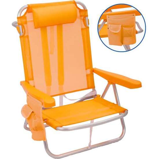 SILLA CAMA PLAYA ALUMINIO MANGO MULTIPOSICIÑON CON COJIN Y BOLSILLO 61 X 47 X 80 CM image 0