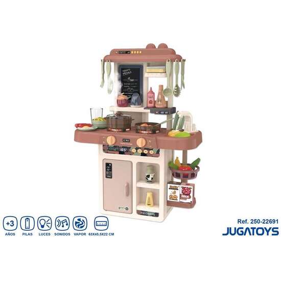COCINA MODERNA CON 42 ACCESORIOS, LUCES, SONIDOS Y VAPOR, 63X455X22CM image 1
