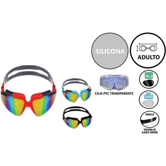 GAFAS NATACIÓN   SILICONA   CON LENTE DE PC POLARIZADA EFECTO METALIZADO   - MODELOS SURTIDOS image 0