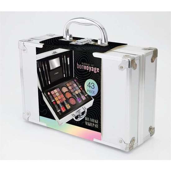 MALETIN METALICO MAQUILLAJE VIAJEL BON VOYAGE. INCLUYE 43 PIEZAS. 25,60X18,50X9,5 CM image 0