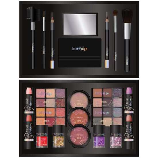 MALETIN METALICO MAQUILLAJE VIAJEL BON VOYAGE. INCLUYE 43 PIEZAS. 25,60X18,50X9,5 CM image 2
