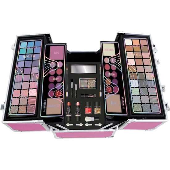 MALETIN METALICO MAQUILLAJE PROFESSIONAL COLOR PINK (ROSA) INCLUYE 100 PIEZAS. 30.40X23.40X20.60 CM image 1