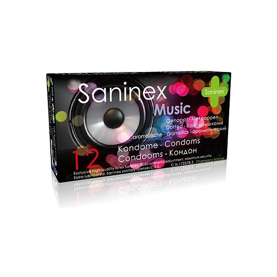 SANINEX CONDOMS 12 UDS MUSIC - PUNTEADO - DOTTED image 0