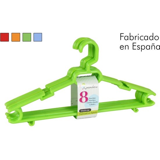 SET 8 PERCHAS PLASTICO 43X22CM RAINBOW image 0