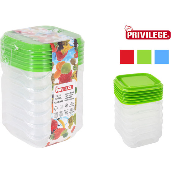 SET-6 LUNCH BOX SQUARE 180ML PRIVILEGE image 0